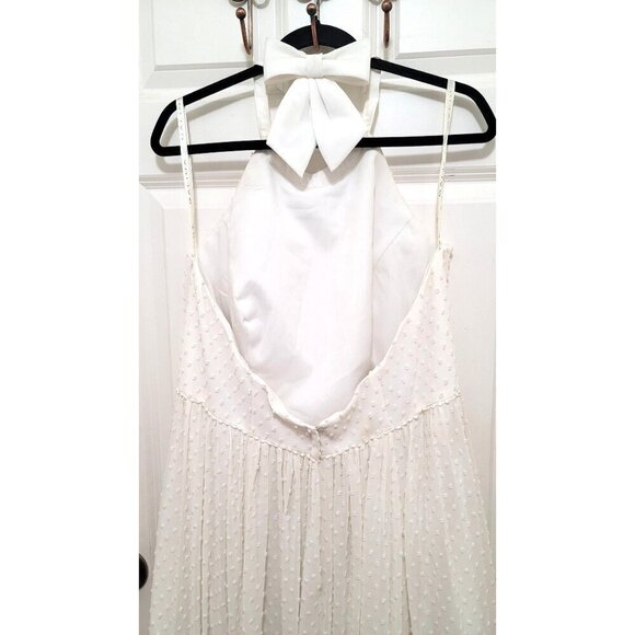 Galina plus size wedding dress Halter Neck  With Bow Back & Polka Dot Texture Si - Picture 4 of 14